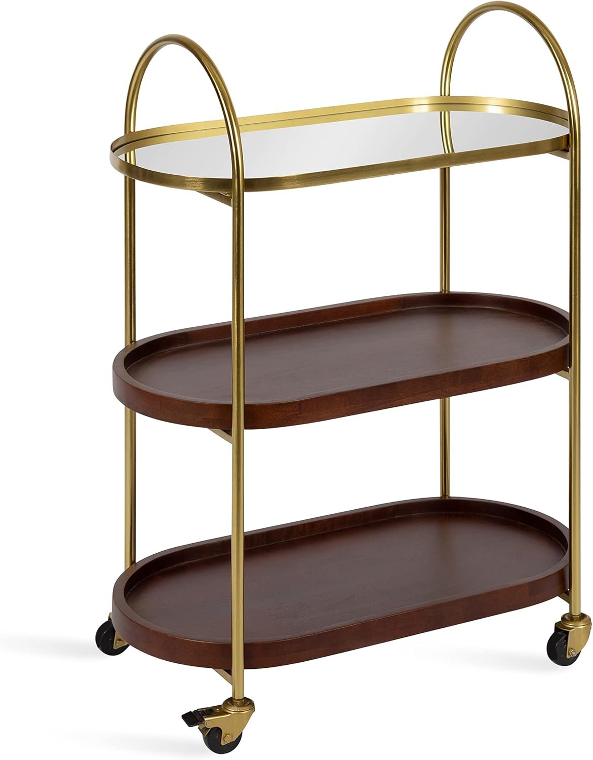 Brass and walnut bar cart
